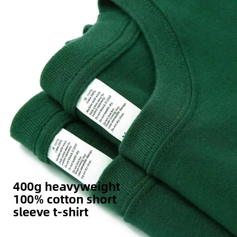 600g Heavyweight Pure Cotton Ort Sve T-irt Ex Summer Loose Casual Versatile  Color Base Irt Top