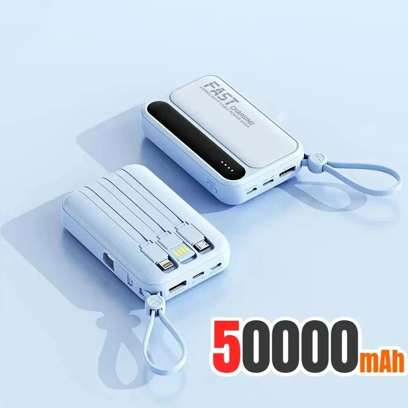Power Bank 500000mAh 120W Large Capacity 4 in 1 Cables Display