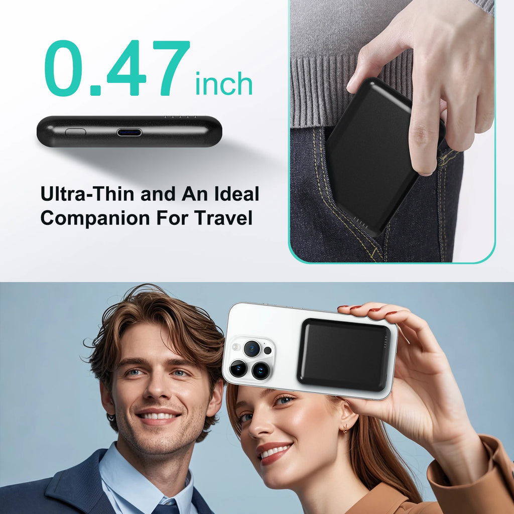 WonderNest Power Bank Magnético 5000mAh Sem Fio iPhone 11-16