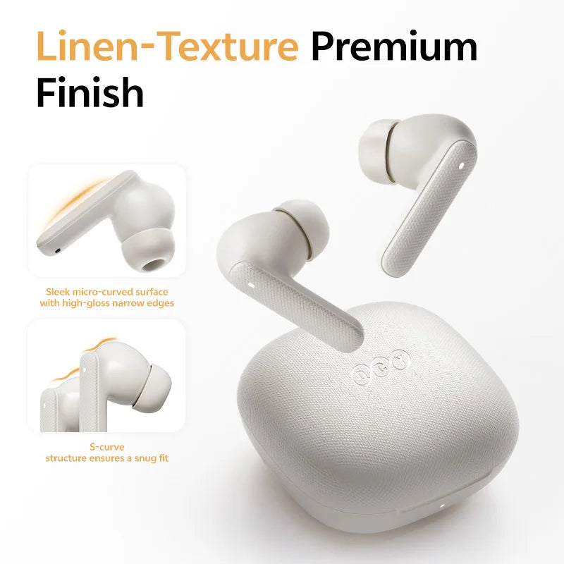 Fones de ouvido sem fio QCY Buds TWS Bluetooth 5.3 Driver Dinâmico de 10mm Cancelamento de Ruído do Vento AI Baixa Latência de 0,68S Fone de ouvido 35H