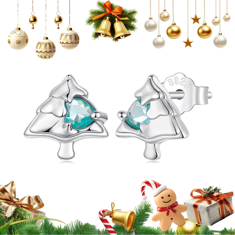 WOSTU 925 Sterling Silver Christmas Snowman Pearl Stud Earrings Xmas Red Hat Reindeer Ear Buckles New year Jewelry Holiday Gift