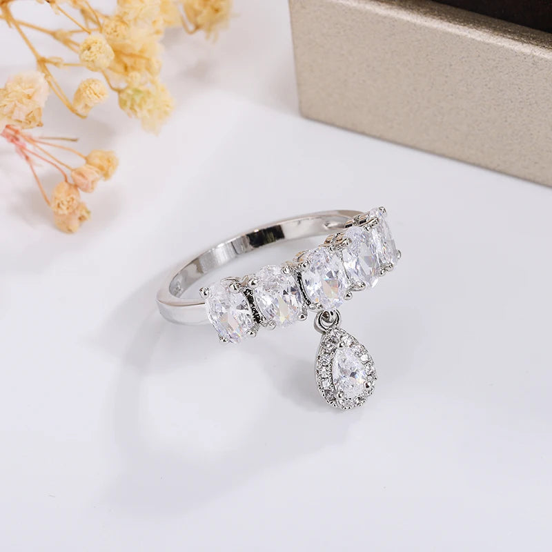 2024 New Lucky Evil Eye Ring 925 Silver Plated Ring Zircon Pendant Ladies Jewelry Fashion Luxury Ladies Ring Engagement Ring