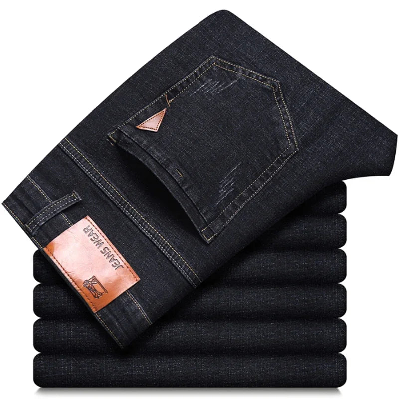 Calça Jeans Reta Masculina Moda Masculina 2026 Calça Slim Fit Elástica Confortável Macia Negócios Jeans Calça Jeans Marca de Roupa Masculina