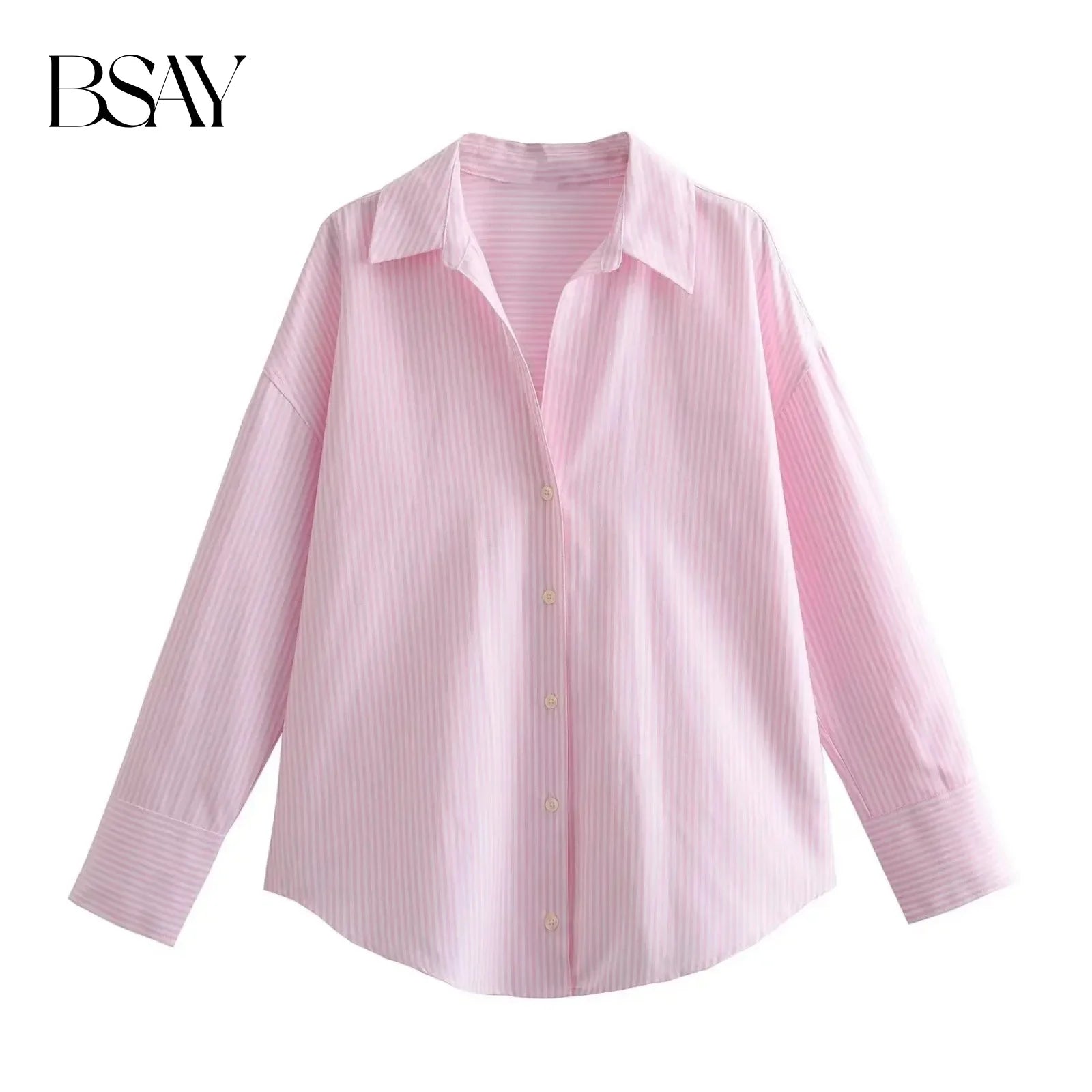 BSAY Moda Feminina Manga Comprida Botão Único Lapela Algodão Oxford Blusa Roupa de Rua Camisa Chique Top Curto Feminino Mujer
