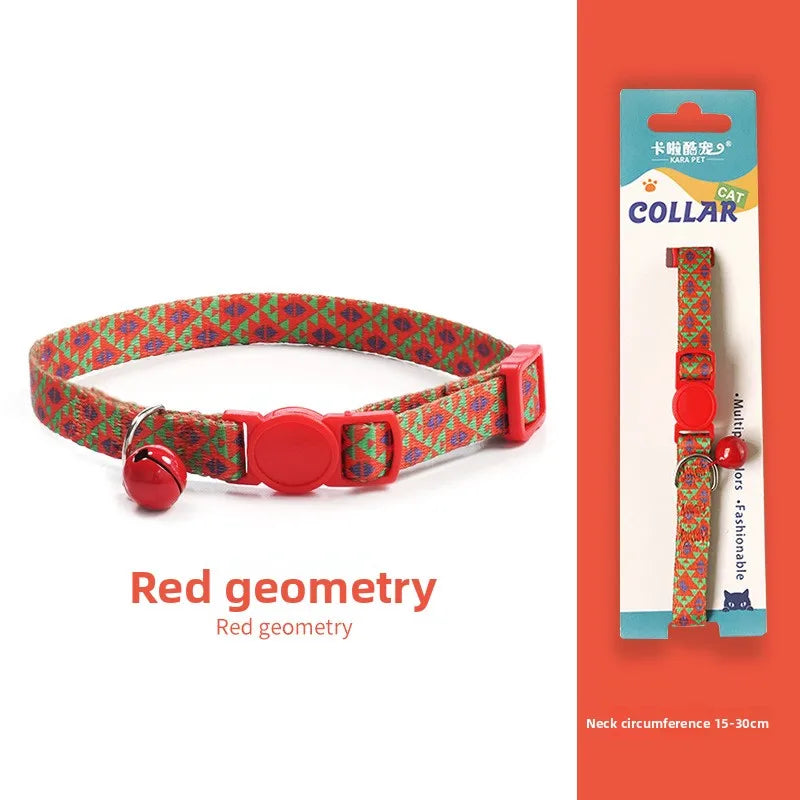 Cat collar Kitten woven necklace Collar bell Anti-choking Comfort Safety buckle Pet decoration