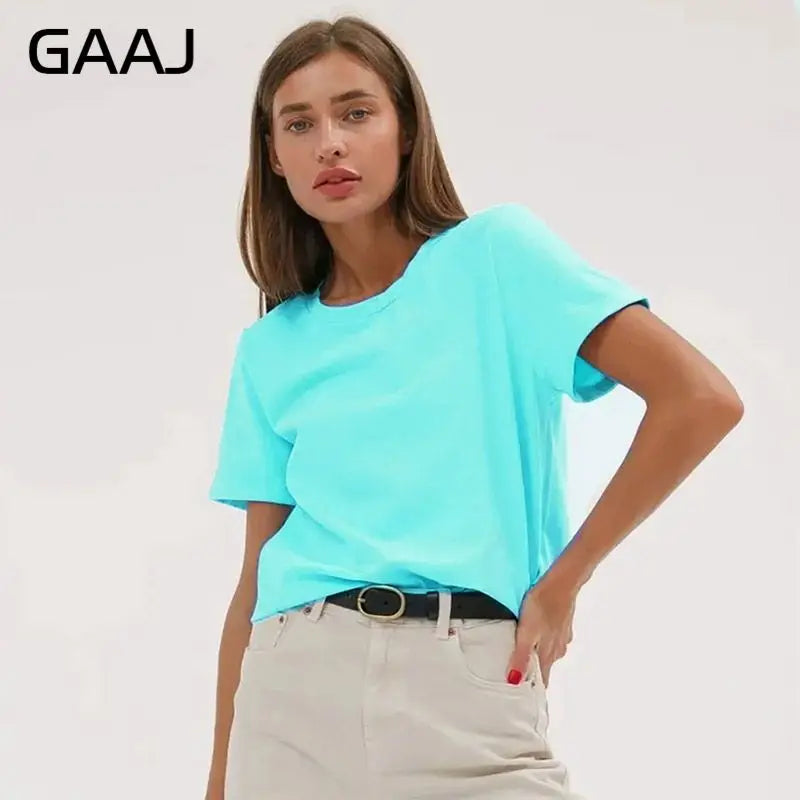 Camiseta Feminina 3XG 4XG 100 Algodão Oversized Casual Lisa Manga Curta Verão Top Básico de Rua Roupa de Qualidade - Rosa 4XG