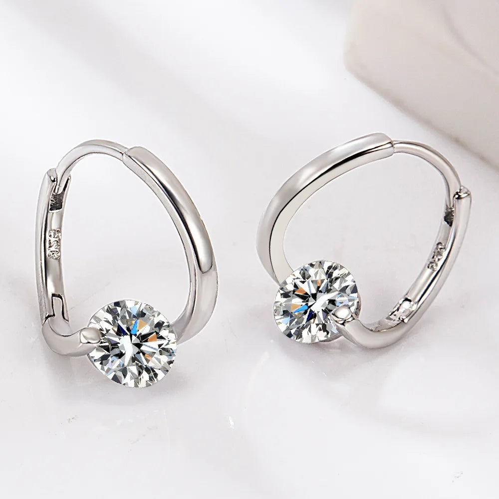 925 Sterling Silver Earrings Zircon Pearl Twist Luxury Stud Earrings For Women brincos pendientes bijoux