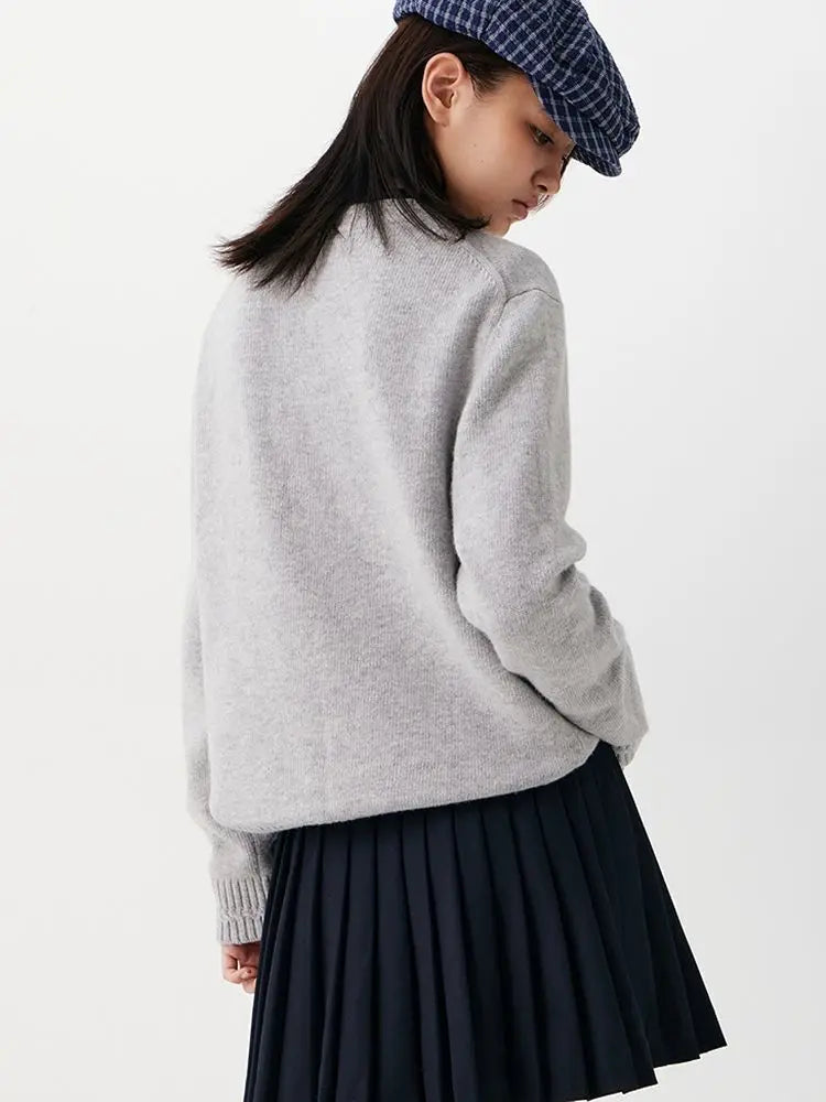 Suéter Feminino de Tricô com Urso Bordado Estilo Francês de Luxo para Mulheres Blusas Casuais de Malha Suéter Pull Femme