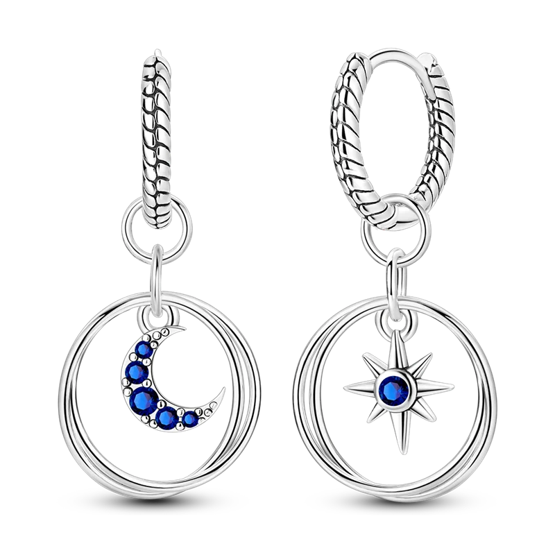 Orstarry 925 Sterling Silver Crystal Circular Eardrops Drop Earrings Women Earrings Charm Fashion Versatile Party Jewelry Gifts