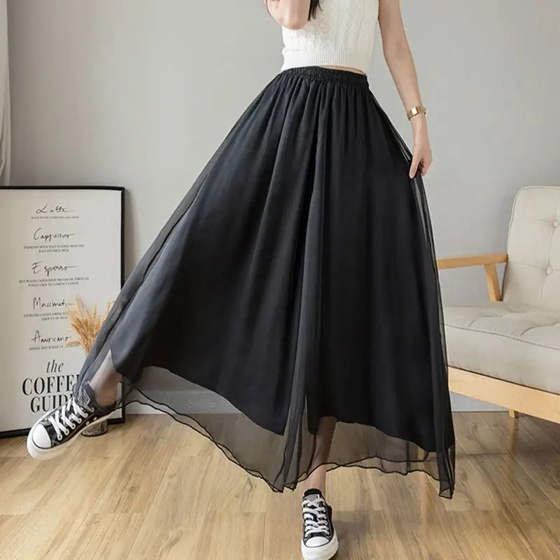 Women A-line Pants Black Wide-legged Pants High Waist Woman Clothing Loose Y2k Streetwear Design Chic Casual Thin New Trouser