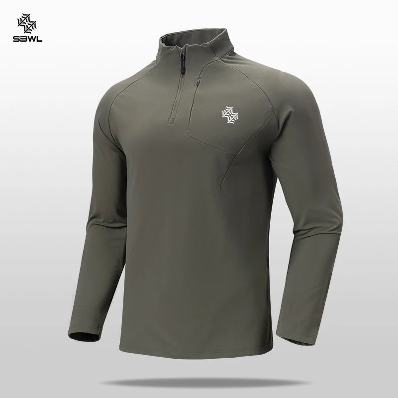 SBWL Outono/inverno nova camiseta masculina de manga longa para esportes ao ar livre, corrida, esqui, montanhismo e fitness