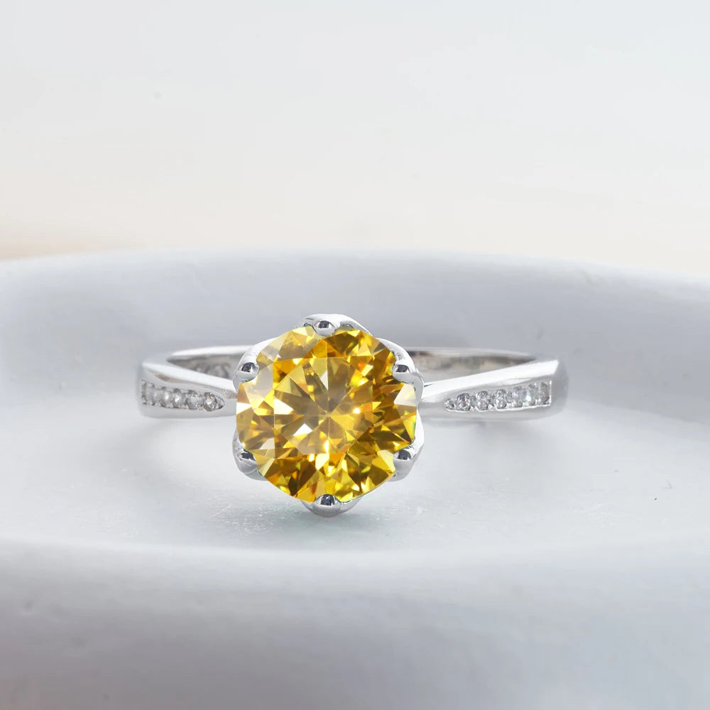 JoyceJelly 3ct Colorful Moissanite Rings with GRA S925 Sterling Silver Luxury Jewelry For Women Timeless Trends Wedding Bands