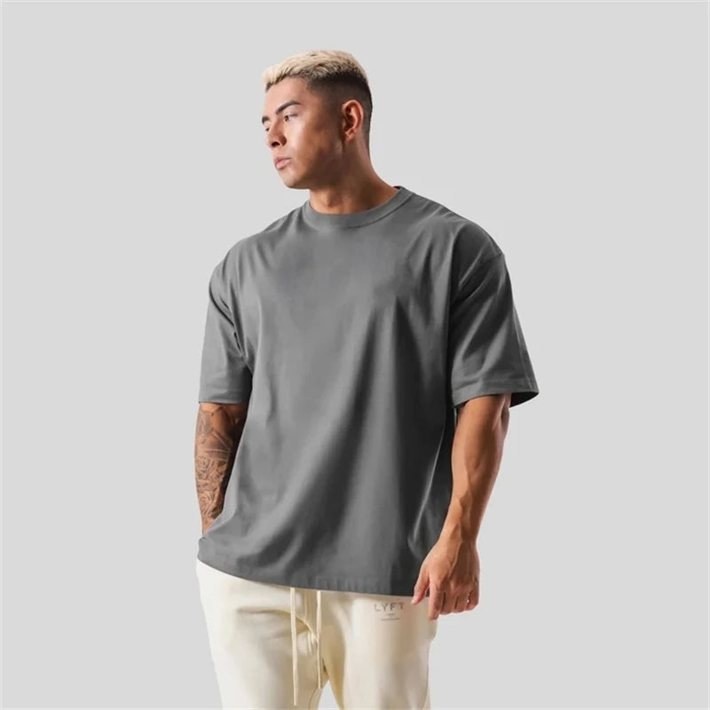 Camisa Esportiva Masculina de Algodão para Academia Japão e Reino Unido Camiseta de Corrida Masculina Manga Curta Camisetas de Treino para Homens Fitness Solta Tamanho Grande M-Xxxl