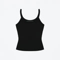 Regata Básica U Neck com Alças Finas Camisola Ajustada e Que Cai Bem Camisola Camada Base de Cor Sólida Blusa Canelada Slim Fit Versátil Minimalista Preto e Branco - preto P