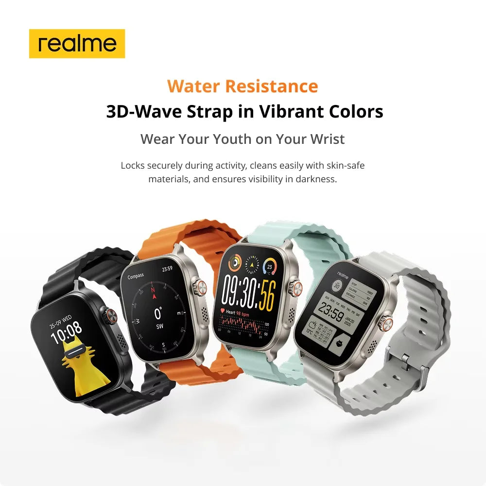 Global Version realme watch 5 1.97" AMOLED 600nits Bateria de 14 dias 460mAh 300+ Temas Suporta GPS GNSS IP68 à prova d'água