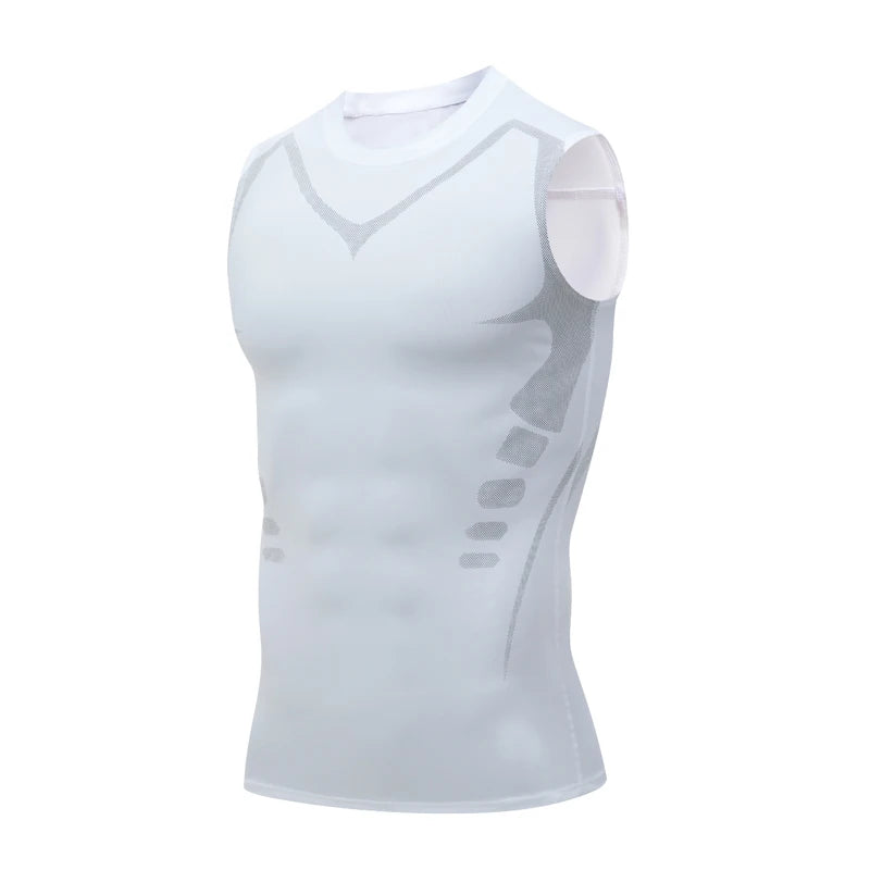 Camiseta Regata Masculina de Compressão Roupa de Ginástica Sem Mangas Dry Fit Estampada Esportiva Masculina Fitness Musculação Regata de Treino Musculosa