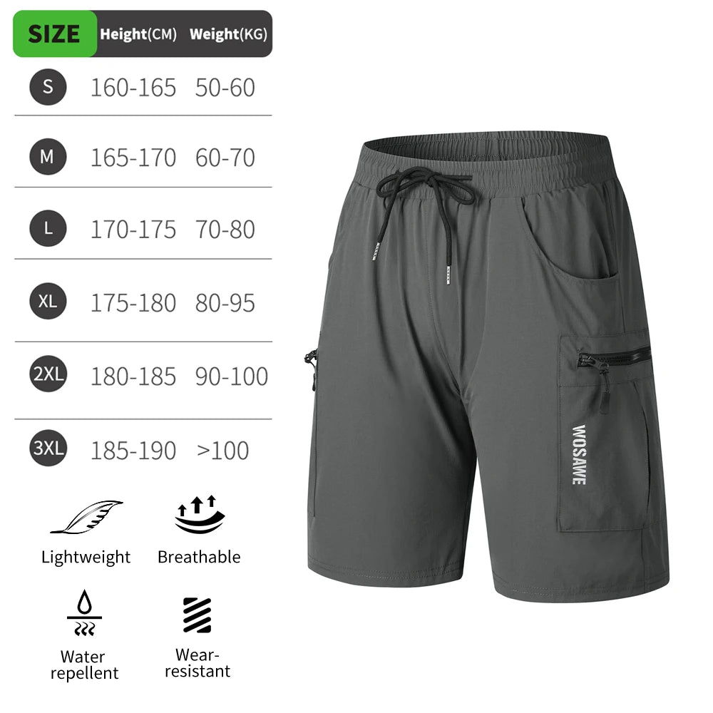 WOSAWE MTB Shorts Quick Dry Breathable Loose Shorts Mountain Bike Men's Shorts 5D Gel Pad Outdoor Running Riding Cycling Pants