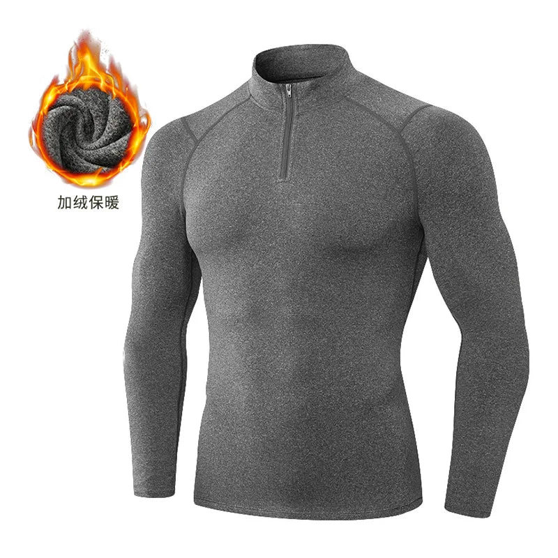 Camiseta Compressão Fleece Masculina Manga Longa — Calor e Performance