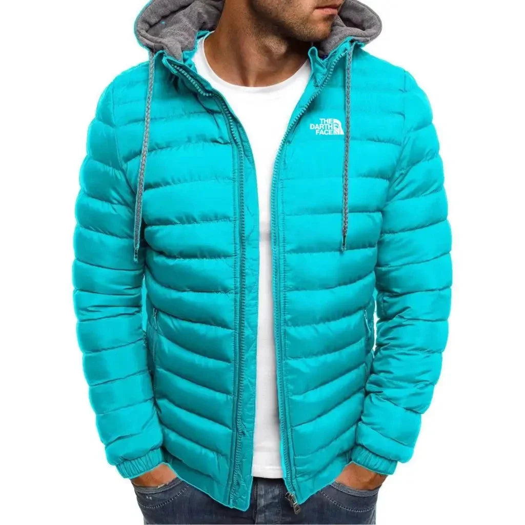 jaqueta masculina de inverno quente casual para atividades ao ar livre com zíper estilo rua negócios viagem slim fit elegante com capuz