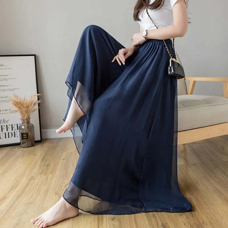 Women A-line Pants Black Wide-legged Pants High Waist Woman Clothing Loose Y2k Streetwear Design Chic Casual Thin New Trouser