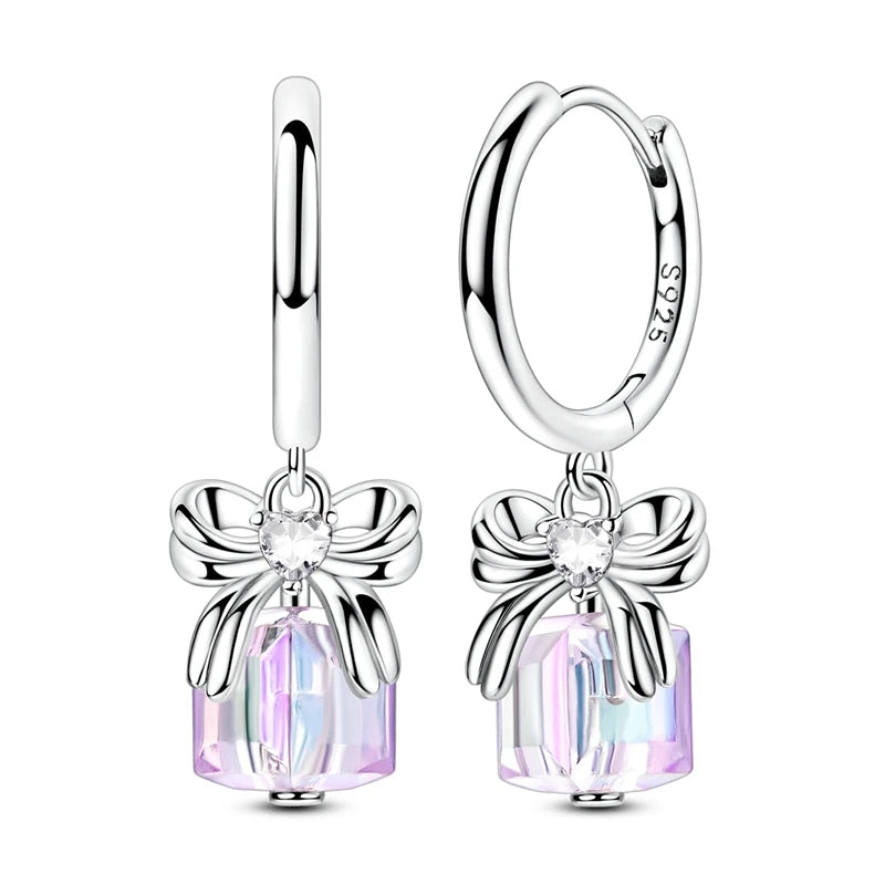 Orstarry 925 Sterling Silver Crystal Circular Eardrops Drop Earrings Women Earrings Charm Fashion Versatile Party Jewelry Gifts