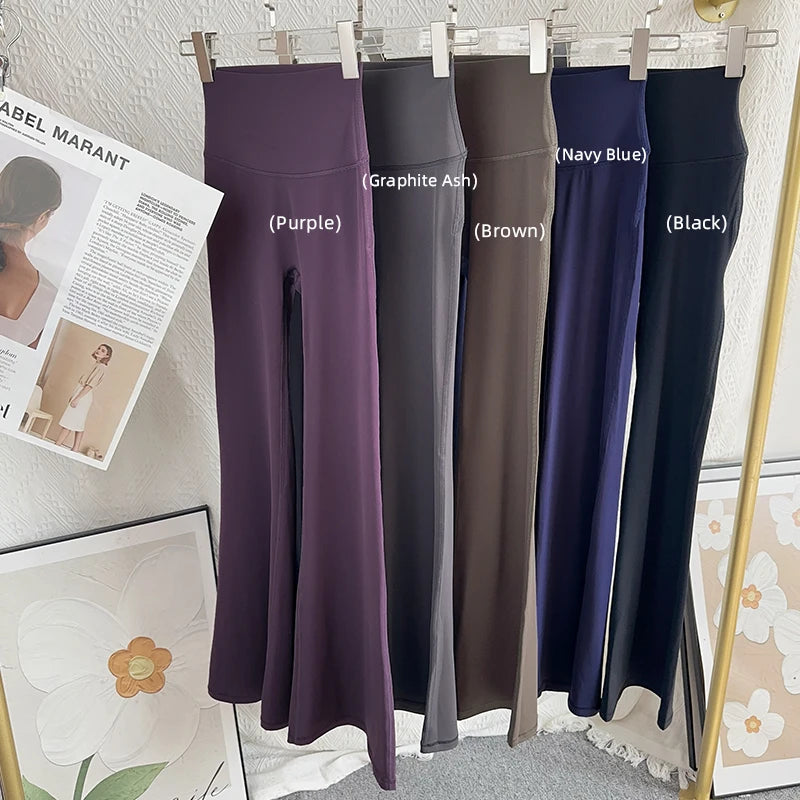 Calça Flare Feminina de Cintura Alta para Yoga, Academia, Pilates, Corrida, Legging Esportiva Confortável e Estilosa com Toque "Naked Feel"