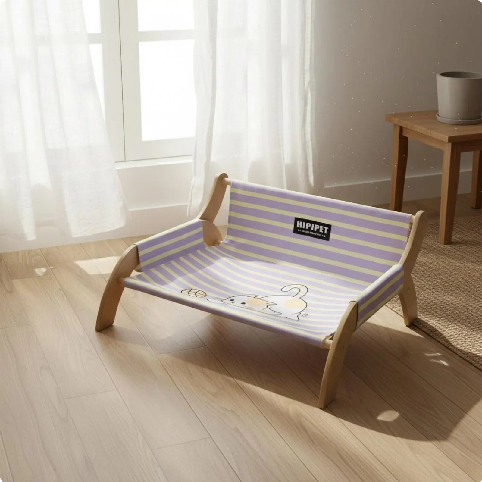 Elevated Pet Bed Breathable Wooden Frame Pet Cot Moisture-Resistant for Summer