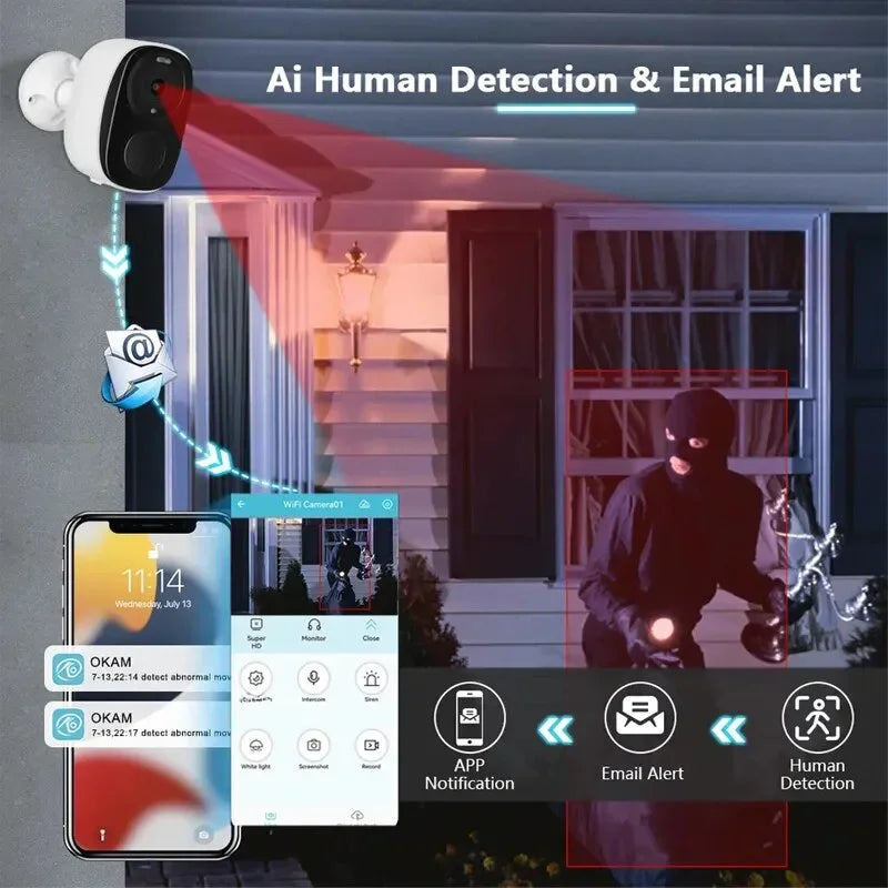 Security Cameras Wireless - Outdoor, 2K - 3MP Battery Powered