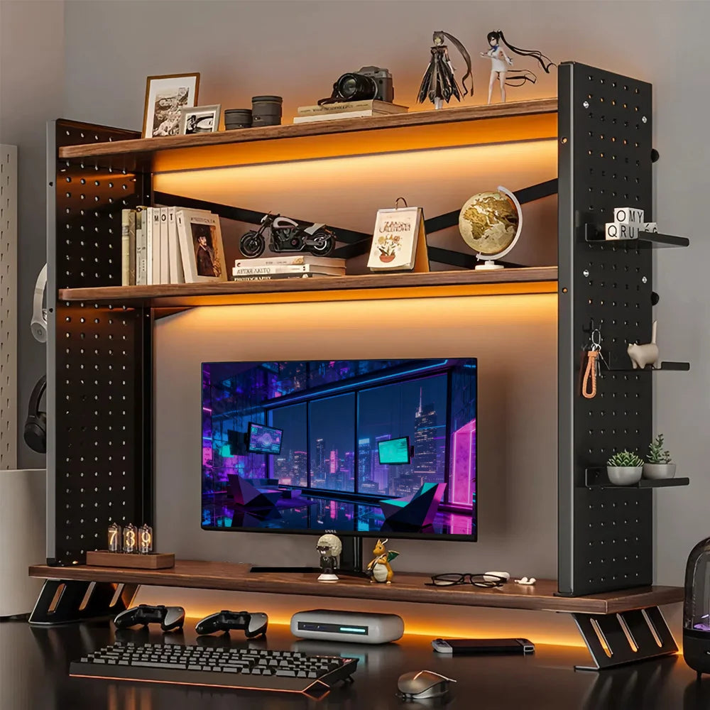 WonderNest Suporte de Mesa de Madeira para Dois Monitores