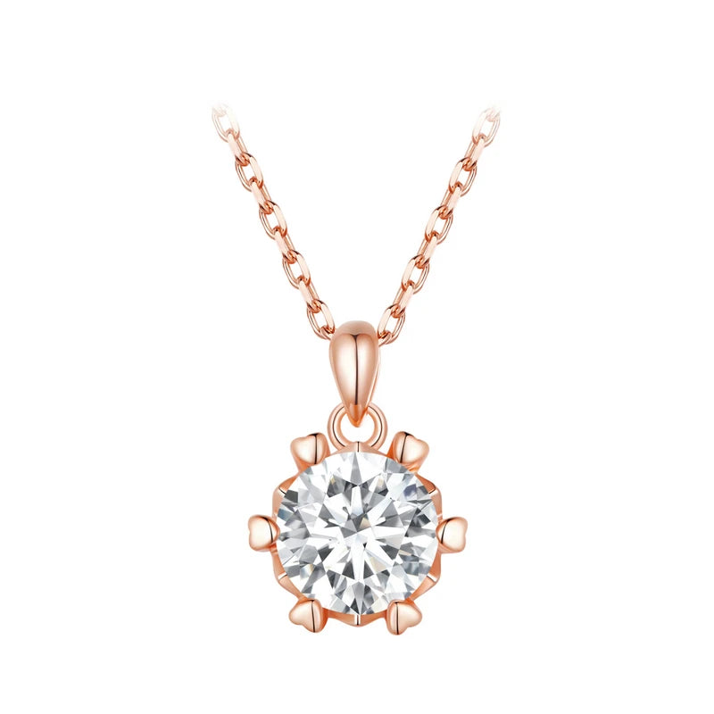 BAMOER Colar Pingente Moissanite 1 Quilate para Mulheres Joia Fina de Prata Esterlina 925 de Alta Qualidade para Festa de Casamento Noiva 3 Cores