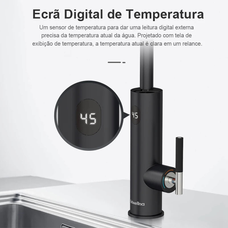 Aquecedor Elétrico de Água Briwellna 220V Aquecedor de Fluxo Torneira de Cozinha 2 em 1 Torneira Aquecimento de Água Sem Tanque Misturador Elétrico Geyser