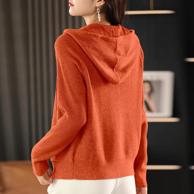 Cardigã Feminino Outono Inverno Gola Dobrável Zíper Frontal Cardigã Grosso Solto Suéter Básico Quente Tricô Casual Coreano Casaco - preto XL