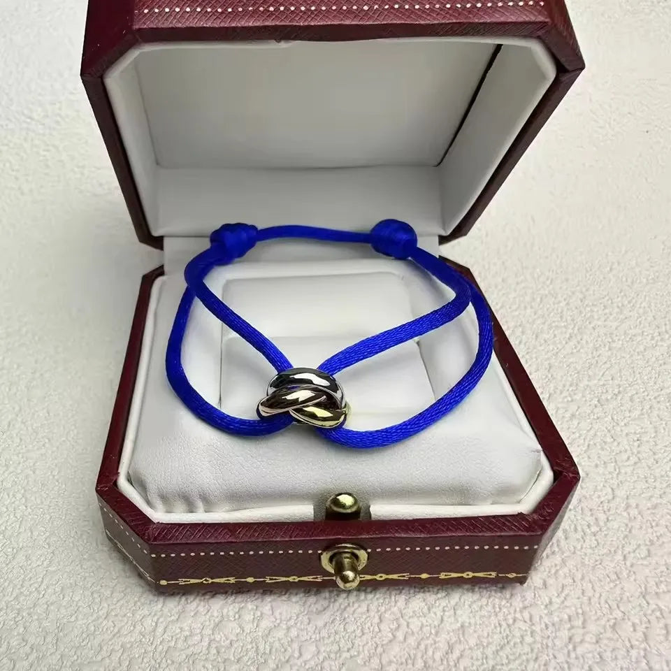 Pulseira de casal clássica de luxo S 925 prata três anéis tricolor cruz. Presentes de Natal. Não desbota. Não causa alergia