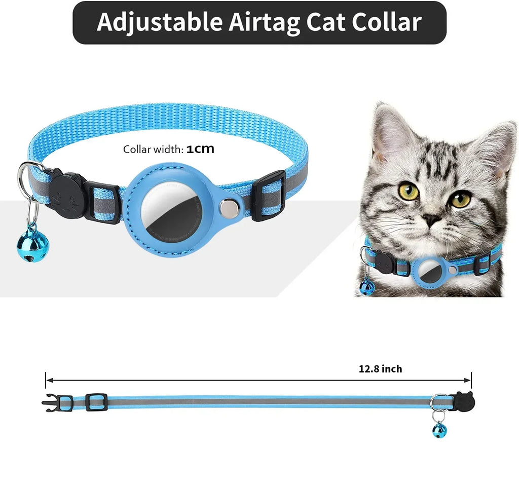 Cat AirTag Holder Collar Breakaway Reflective Strips Adjustable...