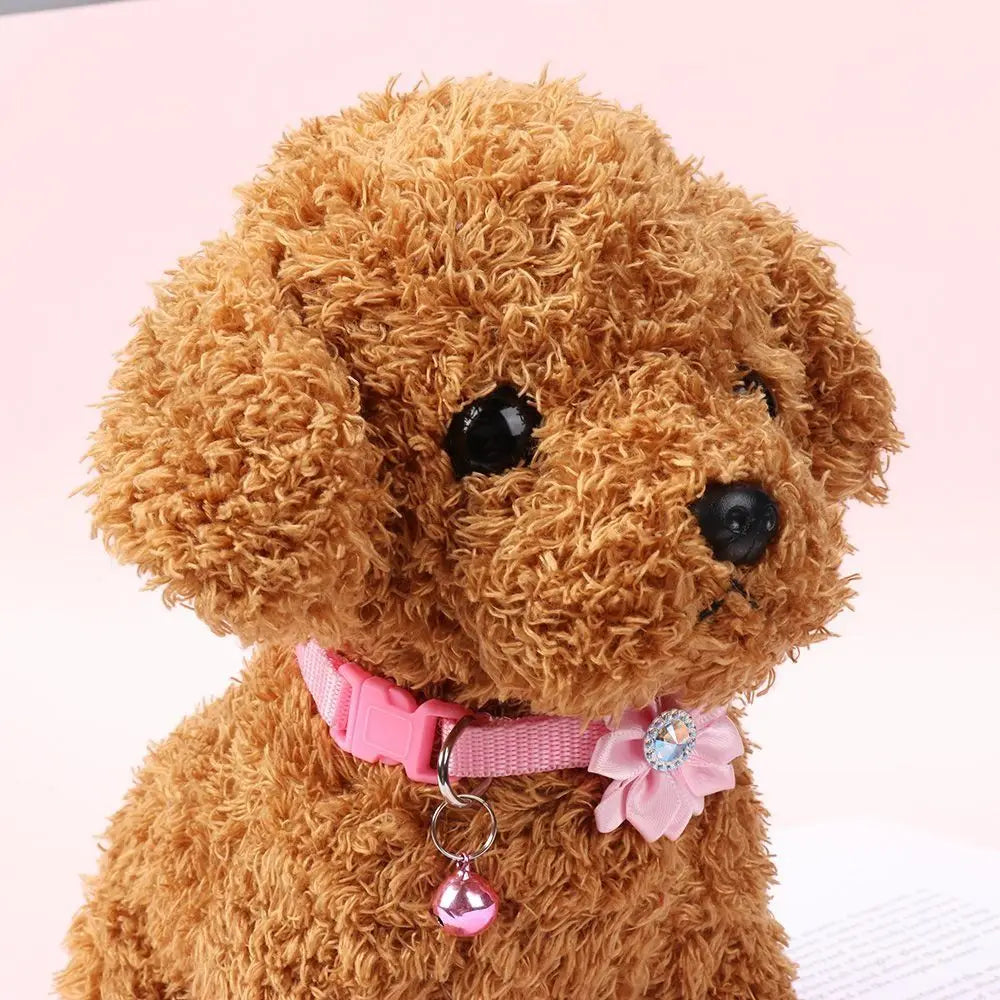 Lovely Adjustable Pet Bell Flower Collar Cute Small Cat Flower Necklace With Flower Bells Dog Neck Ring Car Accessories