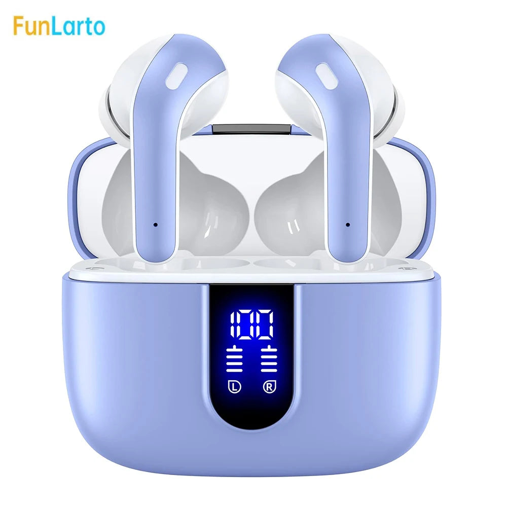 Fones de Ouvido Sem Fio com Bluetooth 5.3, Cancelamento de Ruído ENC com Quatro Microfones para Chamadas, 50H de Reprodução Fones de Ouvido Bluetooth