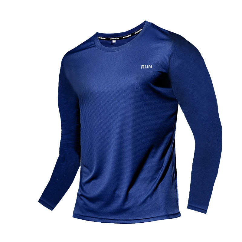Camiseta Masculina Manga Longa de Seda Gelo Verão 2023 Nova Secagem Rápida Respirável Ar Condicionado Proteção Solar ao Ar Livre Corrida