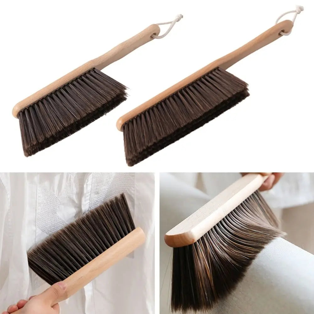 Escova de Cerdas de Madeira Natural Antiestática para Mesa Moedor de Barra Escovas de Limpeza de Pó de Café Vassoura Doméstica de Limpeza de Cama
