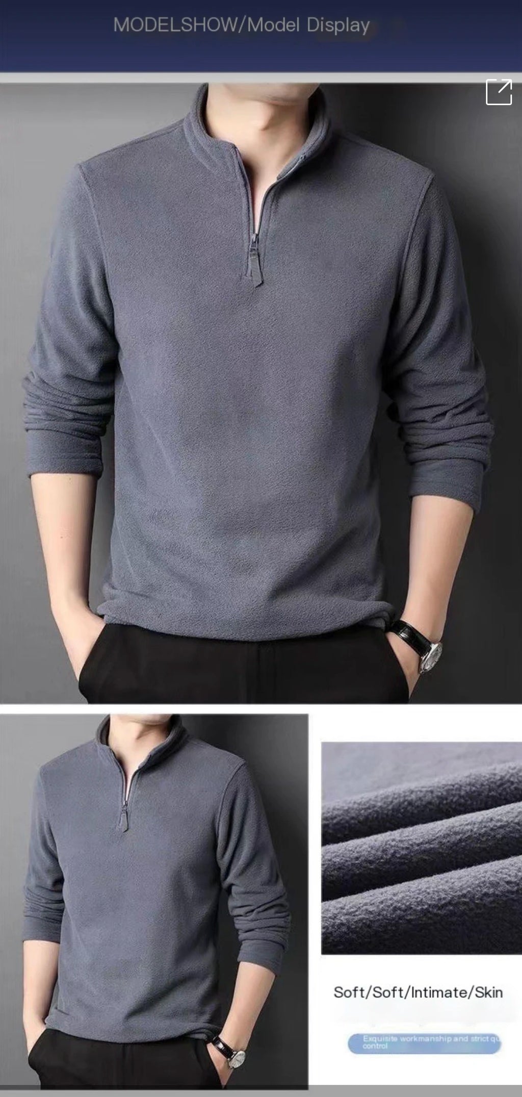 Outono Inverno Novas Camisas Polo Quentes Masculinas Lã de Cordeiro Moletom Gola Alta Meio Zíper Manga Longa Moda Versátil Camisetas Masculinas Tops