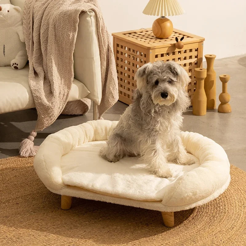 Indoor luxury cat bed raised dog bed soft plush pet sofa couch for m s with anti-slip bottom on clearance