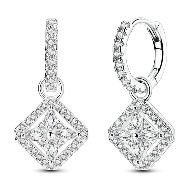 Orstarry 925 Sterling Silver Crystal Circular Eardrops Drop Earrings Women Earrings Charm Fashion Versatile Party Jewelry Gifts
