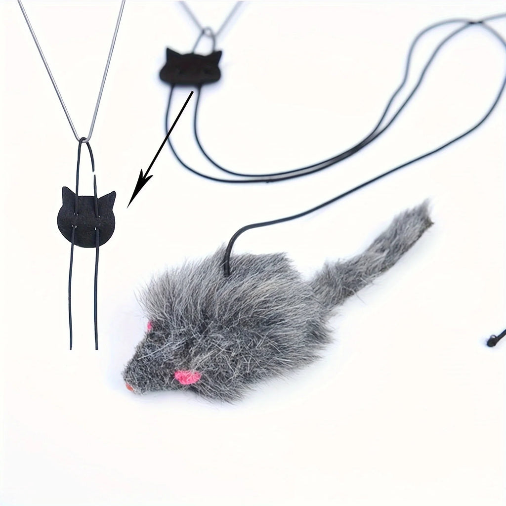 2 Peças Brinquedo Gato Suspenso Ajustável Brinquedos Interativos de Rato de Pendurar na Porta Retrátil Brinquedo Divertido Arranhador de Gato Corda Rato Brinquedo