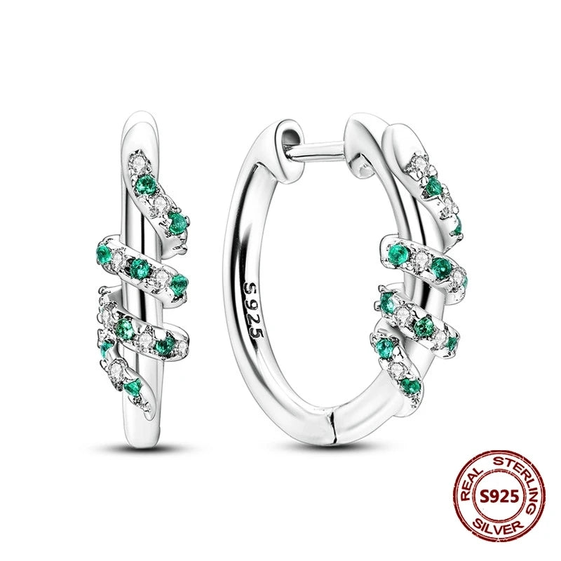 Lucky Clover Earrings 925 Silver Original Zircon Butterfly Dragonfly Chameleons Bee Flower Earrings For Women Jewelry Gift