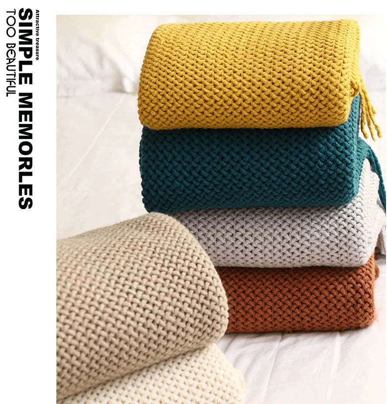Cable Knit Khaki Throw Blanket Lightweight Knitted Jacquard Throw Blanket for Couch, Sofa, Bed, Chair, Cozy Texture Farmhouse