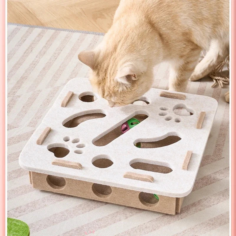 Brinquedo de Quebra-Cabeça para Gatos, Caixa de Feltro para Quebra-Cabeça, Brinquedo para Exercitar Gatos com Bolinha, Esporte Interno, Entretenimento, Brinquedos de Caça para Gatos Internos