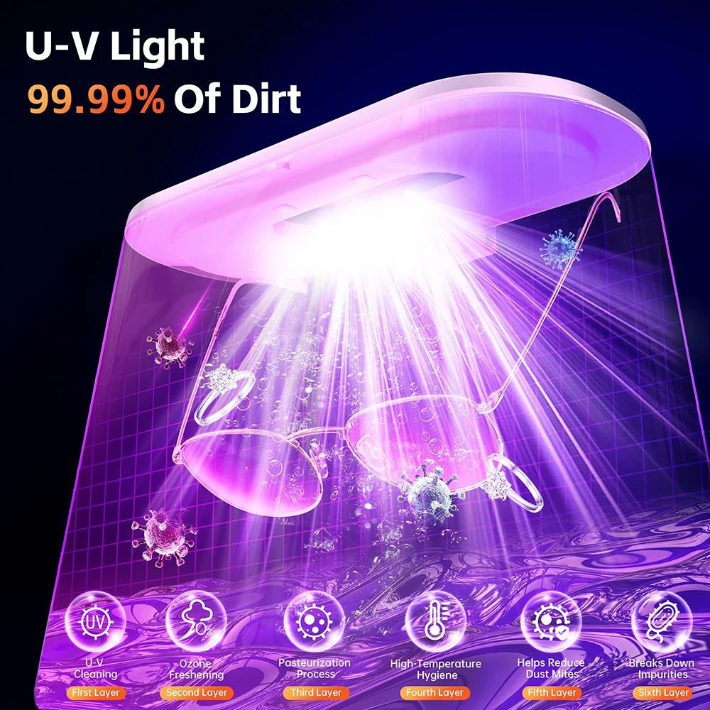 KUNPHY Powerful Cleaner 400ML 24W 48kHz Dental Ultrasonic Fast UV Clean Jewelry Jewelry Adjustable Cleaning Machine Household