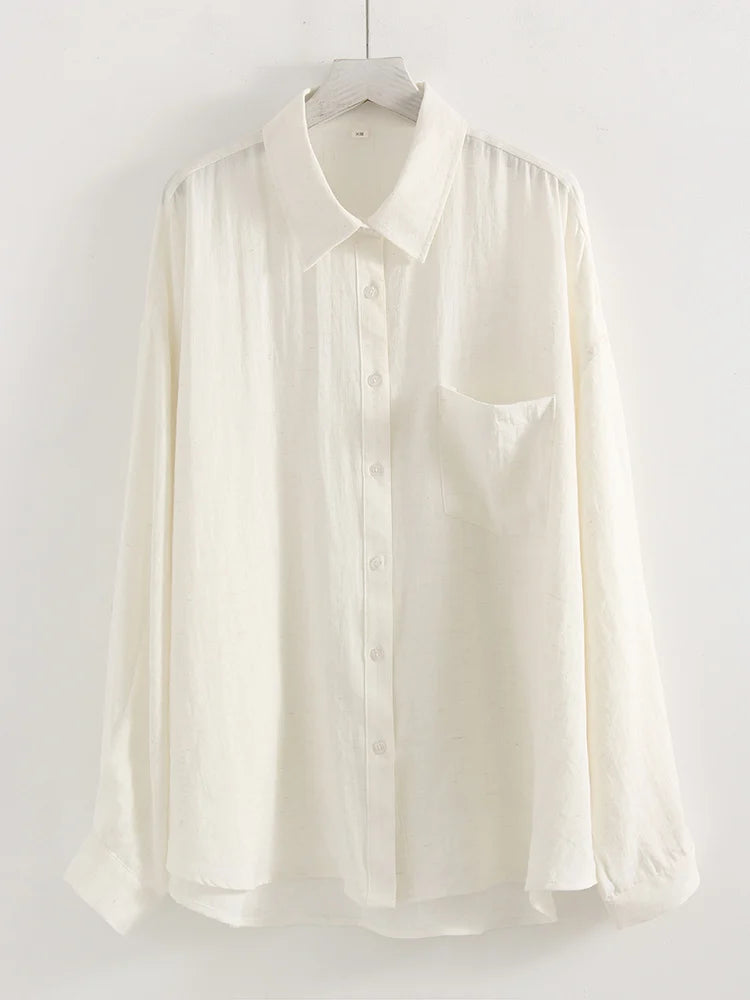 Camisas femininas de linho azuis de verão, blusas longas e grandes, camisas verdes femininas para o trabalho, blusas básicas de linho femininas, camisas brancas femininas