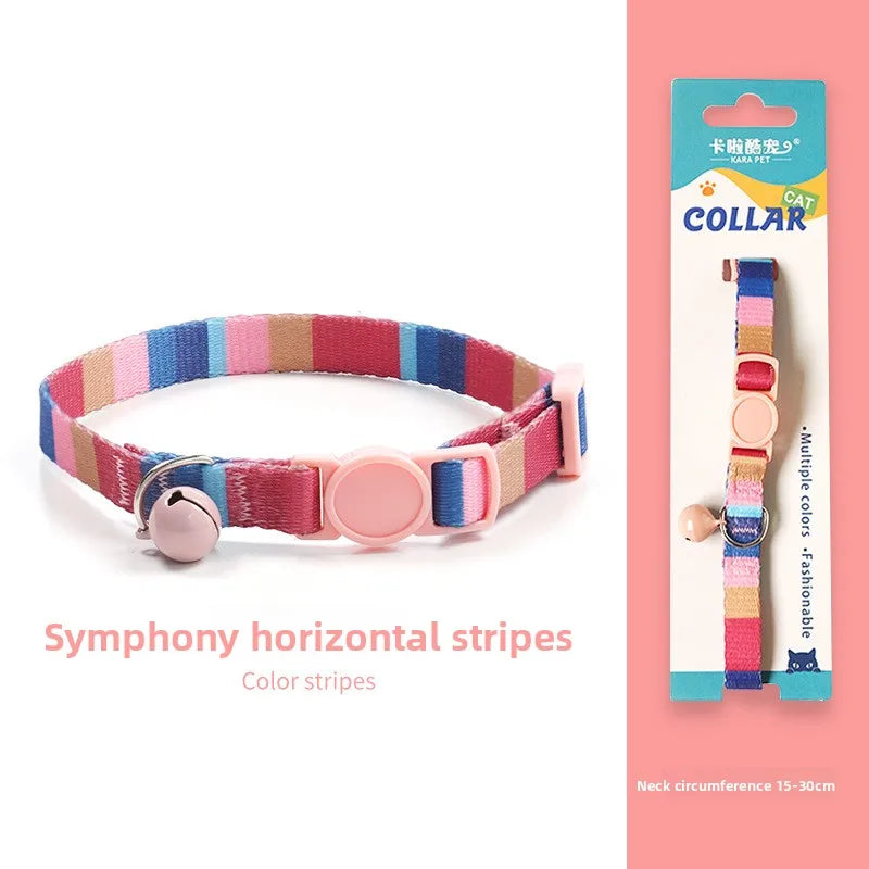 Cat collar Kitten woven necklace Collar bell Anti-choking Comfort Safety buckle Pet decoration