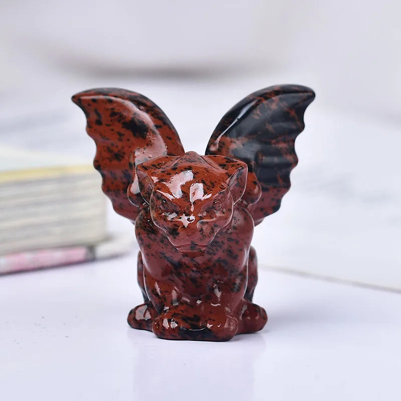 Estatueta de Gárgula de Cristal Decoração de Casa Bruxaria com Pedras Preciosas