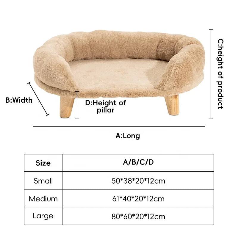 Indoor luxury cat bed raised dog bed soft plush pet sofa couch for m s with anti-slip bottom on clearance